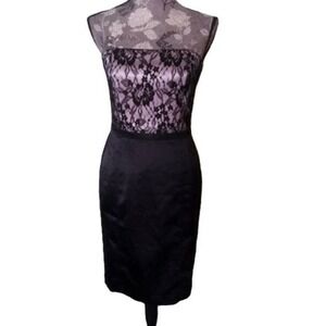 White House Black Market Dress Womens 2 Lace Satin Strapless Date Night‎ Special
